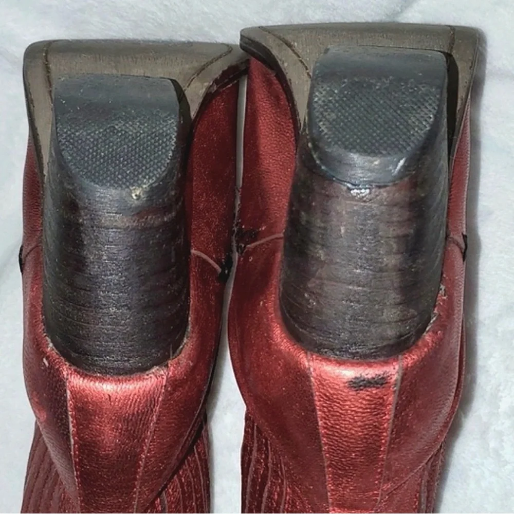 Jeffrey Campbell Metallic Red Western Ankle Boots